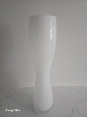 Mid Century Hand Blown Hour Glass Shape Vase